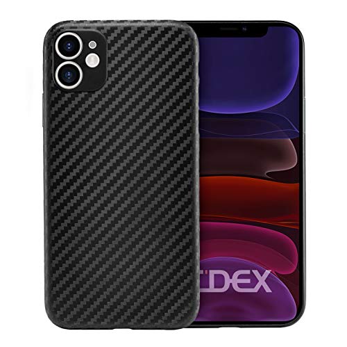 doupi UltraSlim Hülle kompatibel für iPhone 11 (6,1 Zoll), Carbon Fiber Look Ultra Dünn Handyhülle Cover Bumper Schutz Schale Hard Case Taschenschutz Design Schutzhülle, Kohlefaser Optik schwarz von doupi