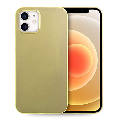 doupi UltraSlim Hülle kompatibel für iPhone 12 / iPhone 12 Pro (6,1 Zoll), Ultra Dünn Fein Matt Handyhülle Cover Bumper Schutz Schale Hard Case Taschenschutz Design Schutzhülle, gelb von doupi