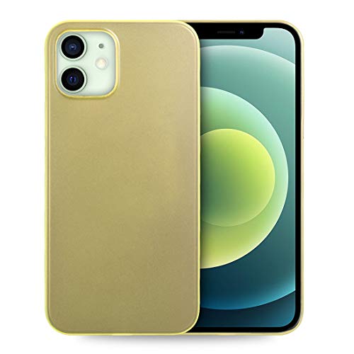 doupi UltraSlim Hülle kompatibel für iPhone 12 Mini (5,4 Zoll), Ultra Dünn Fein Matt Handyhülle Cover Bumper Schutz Schale Hard Case Taschenschutz Design Schutzhülle, gelb von doupi