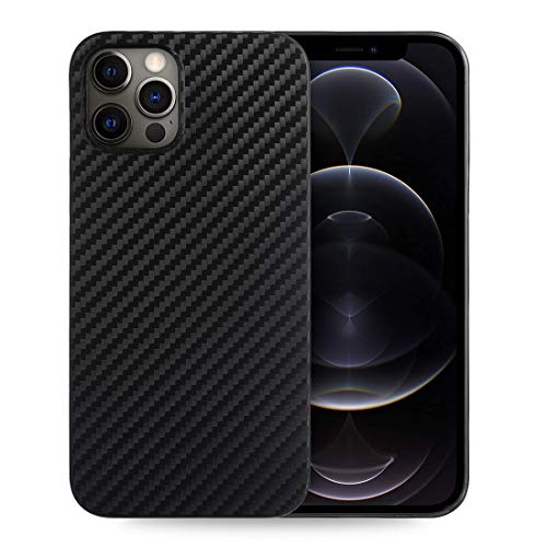 doupi UltraSlim Hülle kompatibel für iPhone 12 Pro/iPhone 12 (6,1 Zoll), Carbon Fiber Look Ultra Dünn Handyhülle Cover Bumper Schutz Schale Hard Case Schutzhülle, Kohlefaser Optik schwarz von doupi