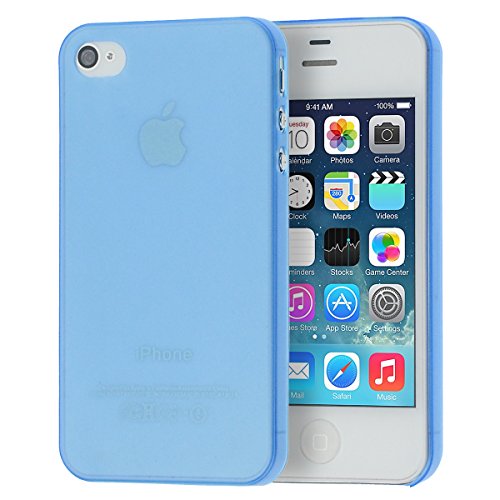 doupi UltraSlim Hülle kompatibel für iPhone 4 / 4S, Ultra Dünn Fein Matt Handyhülle Cover Bumper Schutz Schale Hard Case Taschenschutz Design Schutzhülle, blau von doupi