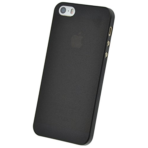 doupi UltraSlim Hülle kompatibel für iPhone 5 5S SE, Ultra Dünn Fein Matt Handyhülle Cover Bumper Schutz Schale Hard Case Taschenschutz Design Schutzhülle, schwarz von doupi