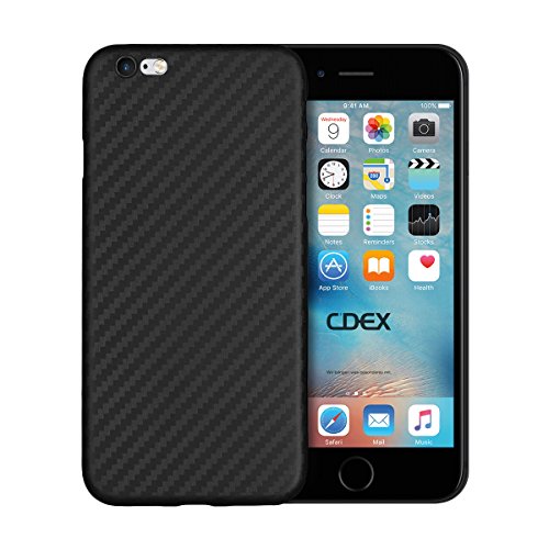 doupi UltraSlim Hülle kompatibel für iPhone 6 / 6S (4,7 Zoll), Carbon Fiber Look Kohlefaser Optik Ultra Dünn Handyhülle Cover Bumper Schutz Schale Hard Case Schutzhülle, schwarz von doupi