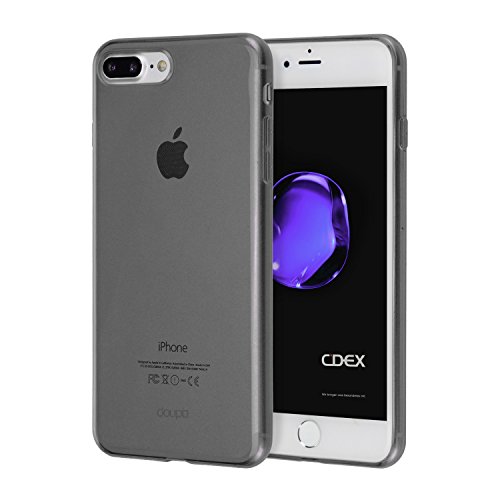 doupi UltraSlim Hülle kompatibel für iPhone 8 Plus / 7 Plus (5,5 Zoll), Ultra Dünn Clear Farbe TPU Glatte rutschfeste Handyhülle Cover Bumper Soft Case Taschenschutz Design Schutzhülle, schwarz von doupi