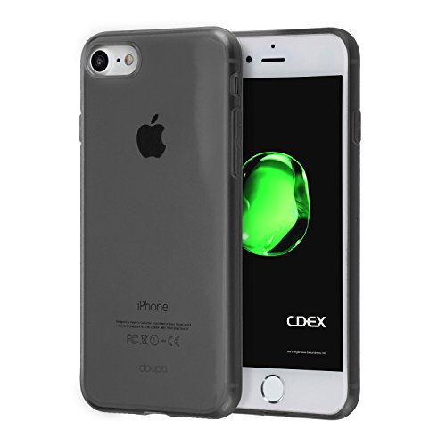doupi UltraSlim Hülle kompatibel für iPhone SE (2020) / iPhone 8/7 (4,7 Zoll), Ultra Dünn Clear Farbe TPU Glatte rutschfeste Handyhülle Cover Bumper Soft Case Design Schutzhülle, schwarz von doupi