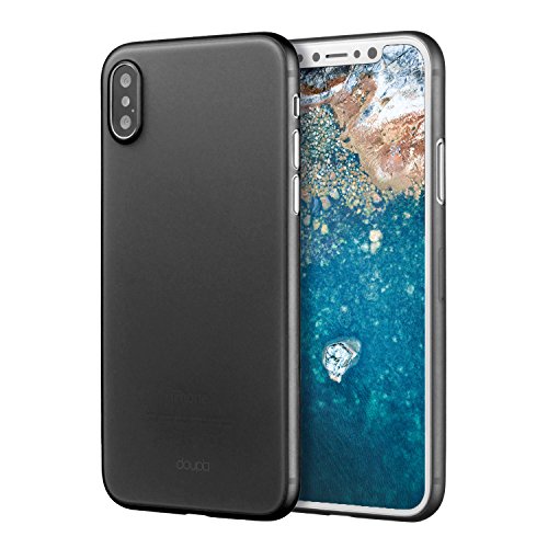 doupi UltraSlim Hülle kompatibel für iPhone X, Ultra Dünn Fein Matte Oberfläche Handyhülle Cover Bumper Schutz Schale HardHülle kompatibel für iPhone 10 (2017) Design Schutzhülle, schwarz von doupi