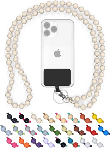 DROPLETSY Holzperlen Handykette universal, Schlüsselband, Kette, Necklace zum Umhängen - kompatibel mit Allen Smartphones: Apple iPhone 14,13,12,11,X,XS,SE Samsung Galaxy (ohne Hülle, Driftwood) von drop letsy