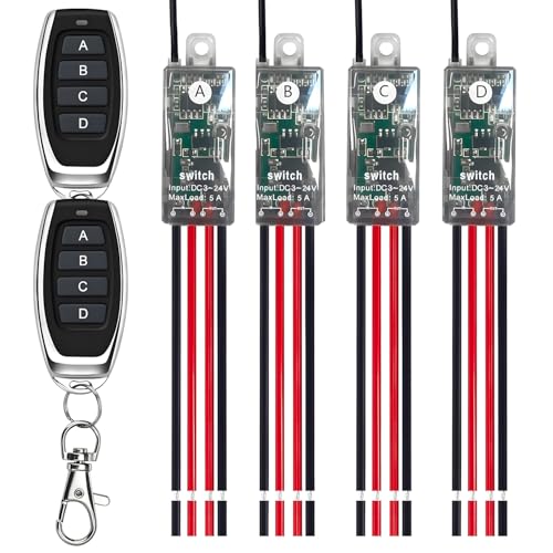 dstfuy 12v funkschalter,4 Wege kabelloser Lichtschalter DC 5V/12V/24V/5A Mini Relais 1 Kanal Wireless Lichtschalter Fernbedienung 164FT Langstrecken,f¨¹r Deckenleuchten,LED Streifen. dstfuy 12v funkschalter,4 Wege kabelloser Lichtschalter DC 5V/12V/24V/5A Mini Relais 1 Kanal Wireless Lichtschalter Fernbedienung 164FT Langstrecken,f¨¹r Deckenleuchten,LED Streifen. von dstfuy