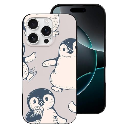 ducanll Animal – Schutzhülle für iPhone 16 Pro, stoßfest, stoßfest, dünn, weich, Pinguin, nahtloses Muster, Handyhülle für Damen 2024, 16 cm (6,3 Zoll) von ducanll