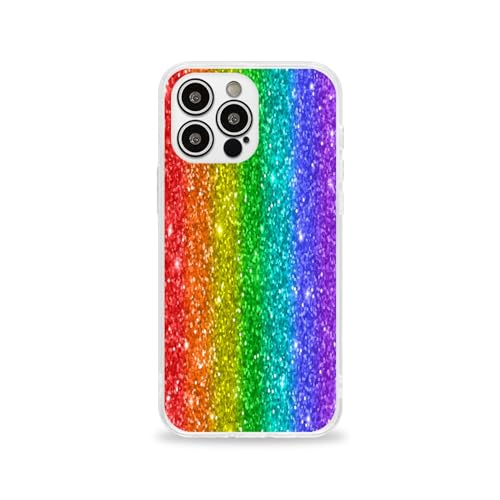 ducanll - Regenbogen Glitzer Stern Muster TPU Stoßfest Dünn Handyhülle für iPhone 15 Pro Max Hülle von ducanll