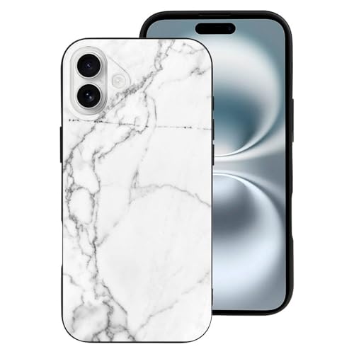 ducanll Weiß – Schutzhülle für iPhone 16 Plus, stoßfest, militärischer Schutz, strukturierte Marmor-Handyhülle für iPhone 16 Plus, 17 cm (6,7 Zoll) 2024 von ducanll