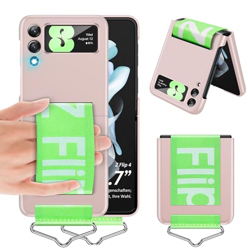 2022 Handyhülle für Samsung Galaxy Z Flip4 5G Hülle mit Strap PC Hartschale, [Halteband] [Dünn und Griffig] für Galaxy Z Flip4 5G Case Cover Stoßfest Schutzhülle für Samsung Z Flip 4 Handy (Rose) von duomigesz