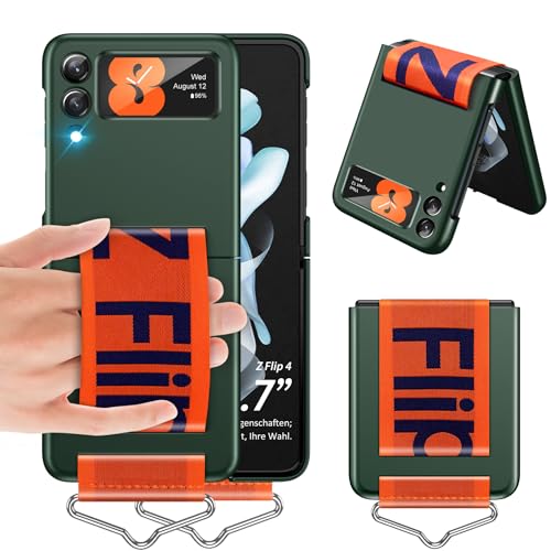 2022 Handyhülle für Samsung Galaxy Z Flip4 5G Hülle mit Strap PC Hartschale, [Halteband] [Dünn und Griffig] für Galaxy Z Flip4 5G Case Cover Stoßfest Schutzhülle für Samsung Z Flip 4 Handy (Green) von duomigesz