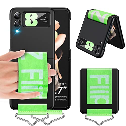 2022 Handyhülle für Samsung Galaxy Z Flip4 5G Hülle mit Strap PC Hartschale, [Halteband] [Dünn und Griffig] für Galaxy Z Flip4 5G Case Cover Stoßfest Schutzhülle für Samsung Z Flip 4 Handy (Black) von duomigesz
