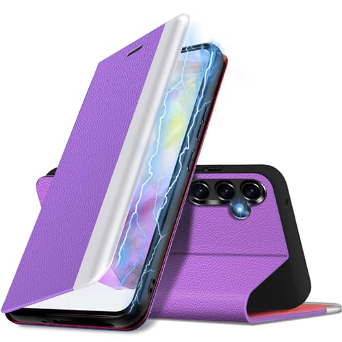 Handyhülle für Samsung Galaxy A35 Hülle 5G, PU Leder Kickstand Galaxy A35 Handytasche Case, mit [Kartenfach] [Standfunktion] 360° Vollschutz Stoßfest Schutzhülle für Samsung Galaxy A35 5G (Lila) von duomigesz