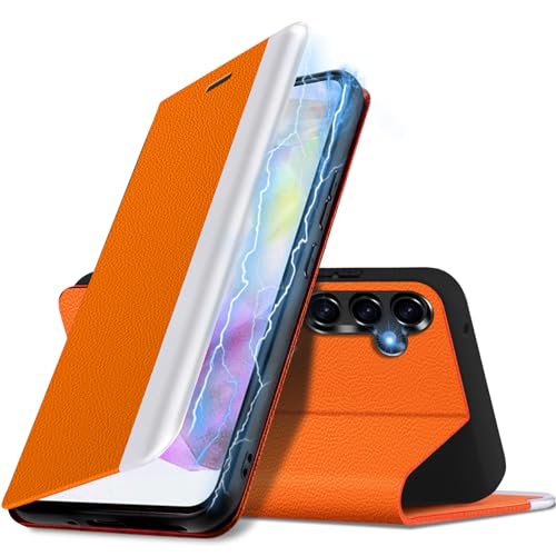 Handyhülle für Samsung Galaxy A35 Hülle 5G, PU Leder Kickstand Galaxy A35 Handytasche Case, mit [Kartenfach] [Standfunktion] 360° Vollschutz Stoßfest Schutzhülle für Samsung Galaxy A35 5G (Orange) von duomigesz