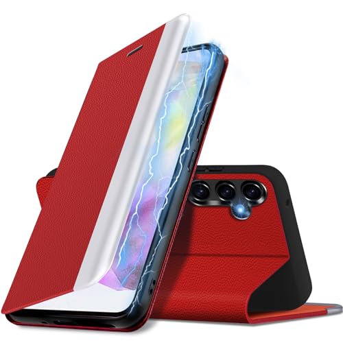 Handyhülle für Samsung Galaxy A35 Hülle 5G, PU Leder Kickstand Galaxy A35 Handytasche Case, mit [Kartenfach] [Standfunktion] 360° Vollschutz Stoßfest Schutzhülle für Samsung Galaxy A35 5G (Rot) von duomigesz