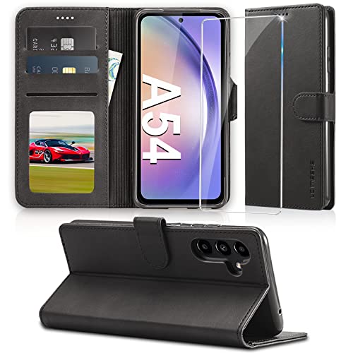 Handyhülle für Samsung Galaxy A54 5G Hülle mit Schutzfolie, Klappbar PU Leder Galaxy A54 Book Case, [Kartenfach] [Standfunktion] Wallet Klapphülle Tasche Case Cover Schutzhülle für Samsung A54 5G von duomigesz