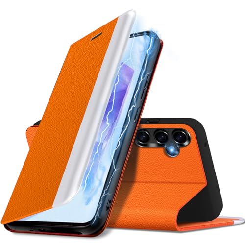 Handyhülle für Samsung Galaxy A55 Hülle 5G, PU Leder Kickstand Galaxy A55 Handytasche Case, mit [Kartenfach] [Standfunktion] 360° Vollschutz Stoßfest Schutzhülle für Samsung Galaxy A55 5G (Orange) von duomigesz