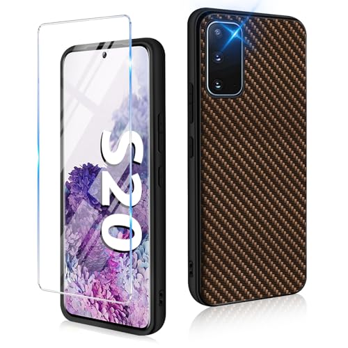 Handyhülle für Samsung Galaxy S20 Hülle 5G mit Galaxy S20 Schutzfolie, Ultra Dünn Slim PU+PC+TPU Carbon Fiber Textur Handytasche Case Cover Stoßfest Schutzhülle für Samsung S20 5G Handy (Braun) Handyhülle für Samsung Galaxy S20 Hülle 5G mit Galaxy S20 Schutzfolie, Ultra Dünn Slim PU+PC+TPU Carbon Fiber Textur Handytasche Case Cover Stoßfest Schutzhülle für Samsung S20 5G Handy (Braun) von duomigesz
