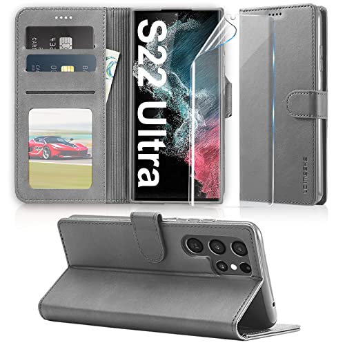 Handyhülle für Samsung Galaxy S22 Ultra Hülle 5G Leder Klappbar mit Schutzfolie, Premium Schutzhülle Wallet [Kartenfach] [Standfunktion] Cover Flip Case für Samsung S22 Ultra 5G Klapphülle von duomigesz