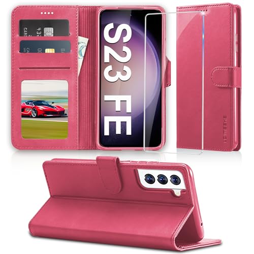 Handyhülle für Samsung Galaxy S23 FE 5G Hülle mit Schutzfolie, Klappbar PU Leder S23 FE Flip Case, [Kartenfach] [Standfunktion] Wallet Klapphülle Tasche Case Cover Schutzhülle für Samsung S23 FE 5G von duomigesz