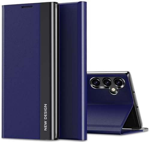 Handyhülle für Samsung Galaxy S23 Hülle S-View Flip Case Luxus Galvanisierungs Extra Dünn S23 Handytasch Case Sichtfenster Stoßfest Schutzhülle für Samsung Galaxy S23 5G (Blau) von duomigesz
