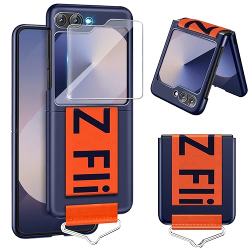 Handyhülle für Samsung Galaxy Z Flip 6 5G Hülle mit Schutzfolie, Dünn Folable Matt Galaxy Z Flip 6 Handy Tasche mit Ring Nylon Strap Handschlaufe Stoßfeste Schutzhülle für Samsung Z Flip6 (Blau) Handyhülle für Samsung Galaxy Z Flip 6 5G Hülle mit Schutzfolie, Dünn Folable Matt Galaxy Z Flip 6 Handy Tasche mit Ring Nylon Strap Handschlaufe Stoßfeste Schutzhülle für Samsung Z Flip6 (Blau) von duomigesz