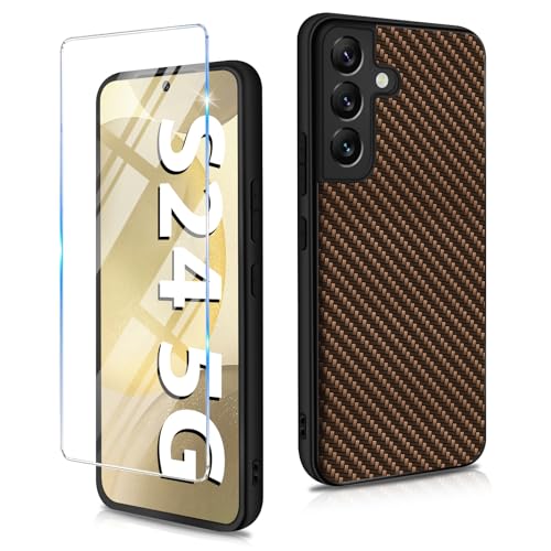 Kompatibel mit Samsung Galaxy S24 Hülle 5G mit Schutzfolie, Dünn PU+PC+TPU Carbon Fiber Textur Handyhülle für Galaxy S24 Handytasche Case Cover Stoßfest Schutzhülle für Samsung S24 Handy (Braun) Kompatibel mit Samsung Galaxy S24 Hülle 5G mit Schutzfolie, Dünn PU+PC+TPU Carbon Fiber Textur Handyhülle für Galaxy S24 Handytasche Case Cover Stoßfest Schutzhülle für Samsung S24 Handy (Braun) von duomigesz