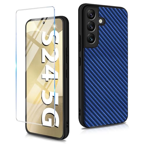 Kompatibel mit Samsung Galaxy S24 Hülle 5G mit Schutzfolie, Dünn PU+PC+TPU Carbon Fiber Textur Handyhülle für Galaxy S24 Handytasche Case Cover Stoßfest Schutzhülle für Samsung S24 Handy (Blau) Kompatibel mit Samsung Galaxy S24 Hülle 5G mit Schutzfolie, Dünn PU+PC+TPU Carbon Fiber Textur Handyhülle für Galaxy S24 Handytasche Case Cover Stoßfest Schutzhülle für Samsung S24 Handy (Blau) von duomigesz
