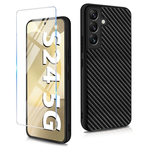 Kompatibel mit Samsung Galaxy S24 Hülle 5G mit Schutzfolie, Dünn PU+PC+TPU Carbon Fiber Textur Handyhülle für Galaxy S24 Handytasche Case Cover Stoßfest Schutzhülle für Samsung S24 Handy (Schwarz) Kompatibel mit Samsung Galaxy S24 Hülle 5G mit Schutzfolie, Dünn PU+PC+TPU Carbon Fiber Textur Handyhülle für Galaxy S24 Handytasche Case Cover Stoßfest Schutzhülle für Samsung S24 Handy (Schwarz) von duomigesz