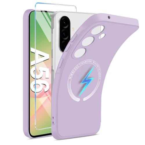 Magnetische Handyhülle für Samsung Galaxy A56 Hülle mit A56 Schutzfolie für Mag-safe Weiche Silikon Galaxy A56 Handytasche Case kabelloses Laden Stoßfest Schutzhülle für Samsung A56 Handy (Lila) Magnetische Handyhülle für Samsung Galaxy A56 Hülle mit A56 Schutzfolie für Mag-safe Weiche Silikon Galaxy A56 Handytasche Case kabelloses Laden Stoßfest Schutzhülle für Samsung A56 Handy (Lila) von duomigesz
