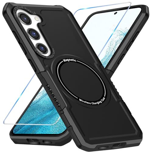 Magnetische Handyhülle für Samsung Galaxy S22 Hülle mit Samsung S22 Schutzfolie [für Mag-Safe] Galaxy S22 Handy Tasche Case, Wireless Charging Stoßfest Schutzhülle für Samsung Galaxy S22 (Schwarz) von duomigesz