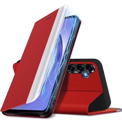 duomigesz Handyhülle für Samsung Galaxy A54 5G Hülle, PU Leder Kickstand Flip Handytasche Case, [Kartenfach] [Standfunktion] Galaxy A54 Hülle, 360° Stoßfest Schutzhülle für Samsung A54 Cover (Rot) von duomigesz