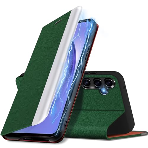 duomigesz Handyhülle für Samsung Galaxy A54 5G Hülle, PU Leder Kickstand Flip Handytasche Case, [Kartenfach] [Standfunktion] Galaxy A54 Hülle, 360° Stoßfest Schutzhülle für Samsung A54 Cover (Grün) von duomigesz