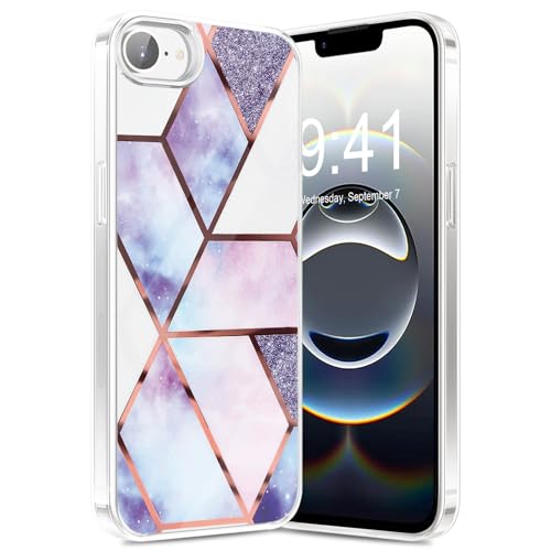 duomigesz Handyhülle für iPhone 16e Hülle Silikon Dünn Marmor Bunt Muster Motiv für iPhone 16e Handytasche Case, Glitzer Transparent TPU Stoßfest Schutzhülle für iPhone 16e Handy (A) von duomigesz