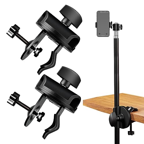Mikrofonarmständer Tischklemme Mikrofonarm Tisch Klemme - Tischhalterung mit Einstellbarer C-form Armklemme und 360° Drehbar für 15mm Stangen für Mikrofon Blitz Licht, 2 Stück von duozoanz