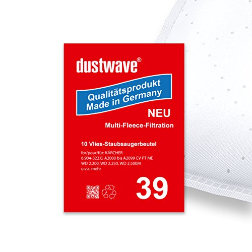 Sparpack - 10 Staubsaugerbeutel passend für Kärcher WD 2.200 » 2399 Staubsauger - dustwave® Markenstaubbeutel - Made in Germany von dustwave