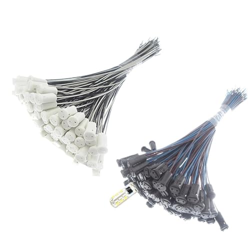 dvnFWKc 10–50 Stück G4-Lampenfassung, 10 cm 20 cm 30 cm 50 cm 100 cm, weiß/schwarz, 12 V, 220 V, G4-Lampenfassung for LED-Kristallköpfe, Glühbirne, Halogenlampe(White x 10 Pieces,60cm) von dvnFWKc