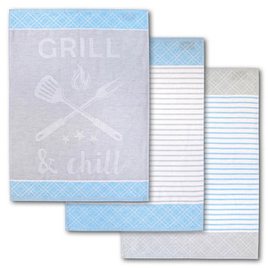 Dyckhoff Geschirrtücher GRILL & chill hellblau grau 50,0 x 70,0 cm, 3 St. von dyckhoff