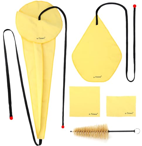 Saxophon-Reinigungstuch-Set, für Alt, Tenor, Sopransaxophon und andere Blas- und Holzblasinstrumente, inklusive Reinigungstuch (4 Stück) und Mundstückbürste von e-Times