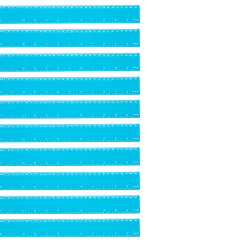 eBuyGB Messlineal aus bruchsicherem Kunststoff, 30,5 cm 10er-Pack hellblau von eBuyGB