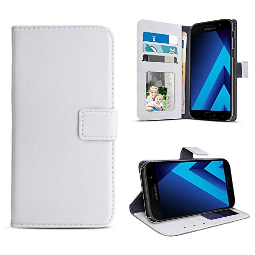 eFabrik Book Case für Samsung Galaxy A3 2017 Tasche Schutz Hülle Cover (SM-A320F | A320) Schutztasche Schutzhülle Etui Leder-Optik, Farbe:Weiß von eFabrik
