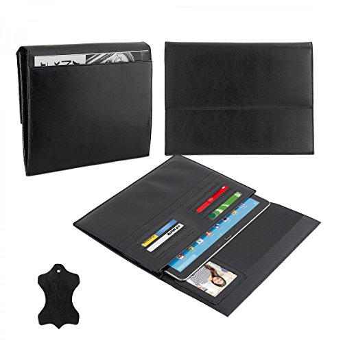 eFabrik Lederhülle für Tablet (8.9' - 10.1 Zoll) Schutzhülle Ledertasche Hülle Tasche Cover Case Sleeve Zubehör Leder schwarz von eFabrik