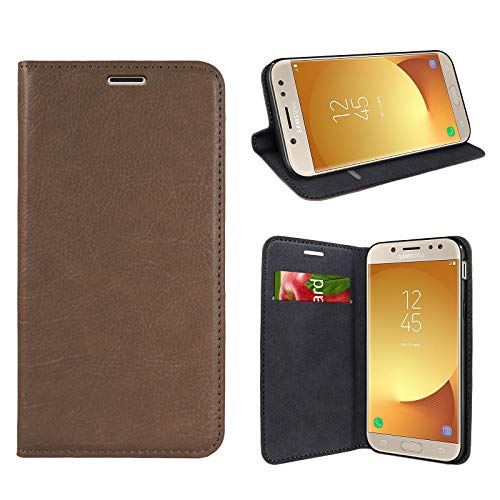 eFabrik Schutzhülle für Samsung Galaxy J5 2017 Tasche (Galaxy J5 2017 DUOS SM-J530F) Hülle Cover Etui Schutztasche Schutz Book Case, Farbe:Graubraun von eFabrik