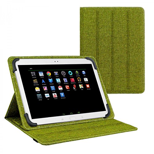 eFabrik Universal Schutztasche für 10.1 Zoll Tablet Wendehülle Tasche Case Cover türkis-grün und grau Leinen von eFabrik