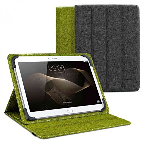 eFabrik Wende Hülle für Huawei MediaPad M2 10.1 Tasche Cover Case Tablet-Zubehör Leinen Wechselbar von grün auf grau von eFabrik