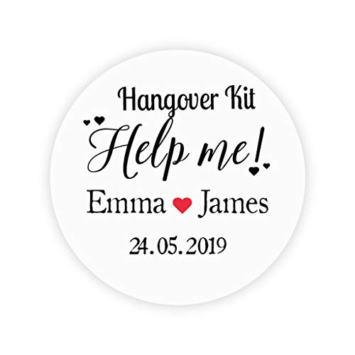 48 Stück 40mm personalisiert Hangover Kit Sticker - Funny Party 'Help Me' Aufkleber - Kater Kit Etiketten für Gastgeschenke zur Hochzeitparty,Geburtstag,Bachelorette Party Survival Kit - Rd 012 von eKunSTreet