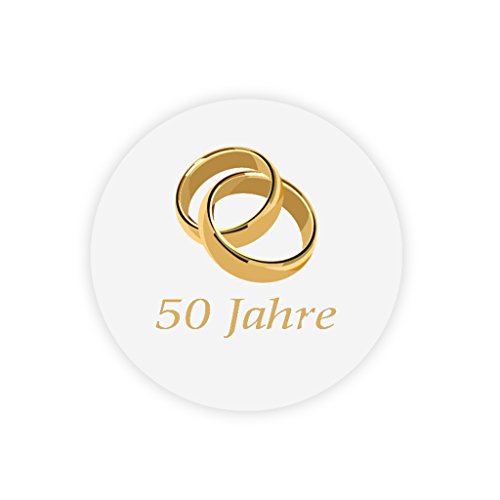 48 Stück 50 Jahre Goldene Hochzeit Aufkleber - 4cm Golden Rings Sticker Etiketten für 50 Jahre Hochzeitstag Gastgeschenke,Geschenk für Ehepaare zu 50. Ehejubiläum - UNI 031 von eKunSTreet
