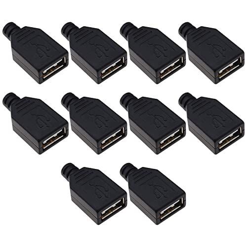 eMagTech 10 Set USB Typ A 4-polige Buchse Stecker DIY USB Weiblich Anschluss A Typ Buchse 4 Pin Montage Adapter Buchse Kabel Zubehör von eMagTech